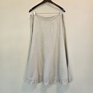 Grace Elements Skirt 100% Linen Sz 12 A-line Flared Flax Banded Lagenlook Lined